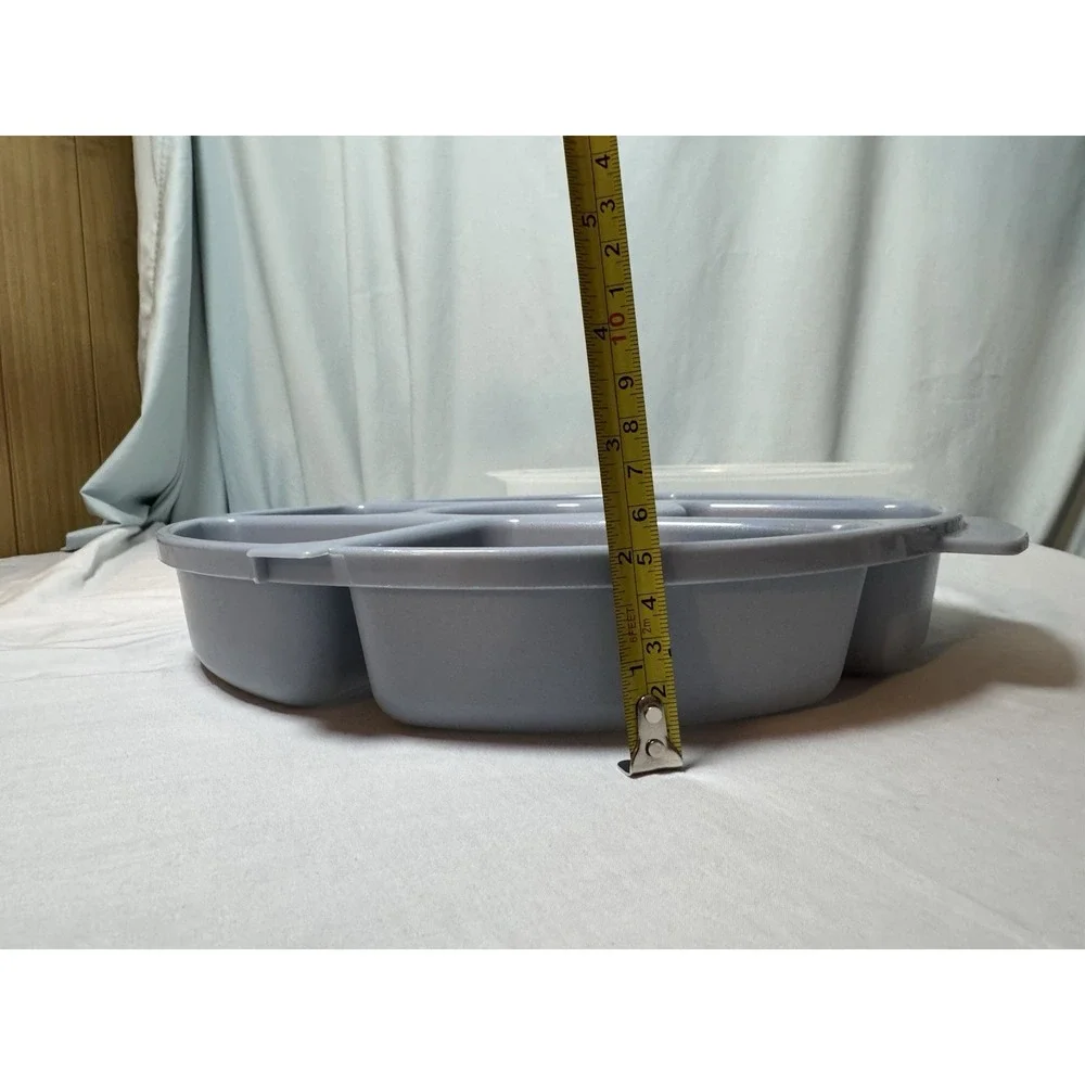 Rubbermaid Servin Saver 0259 Divided Holiday Party Tray Platter Blue With Lid